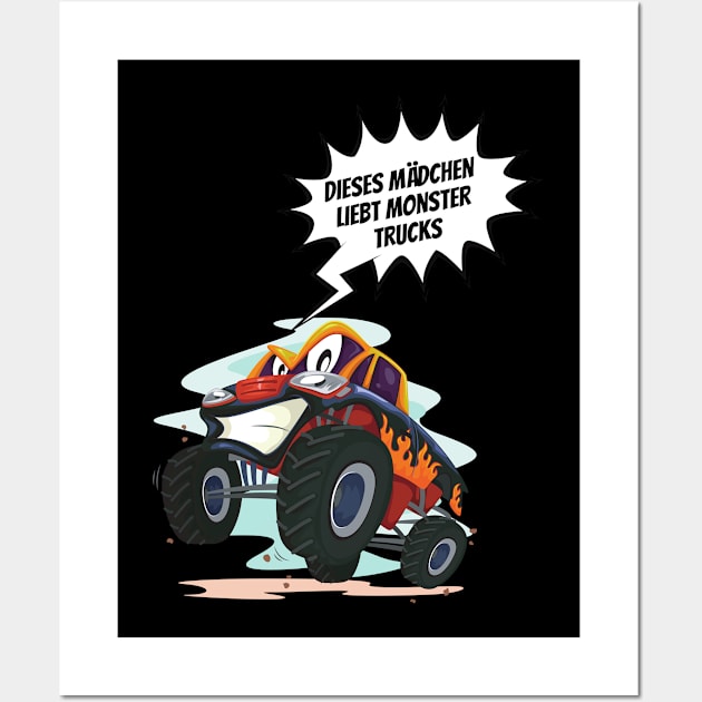 Kindergarten Dieses Mädchen Liebt Monster Trucks Wall Art by Huschild